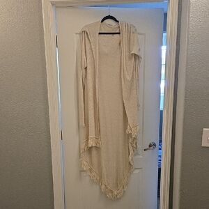 Peace Love World Cream Fringe Cardigan
